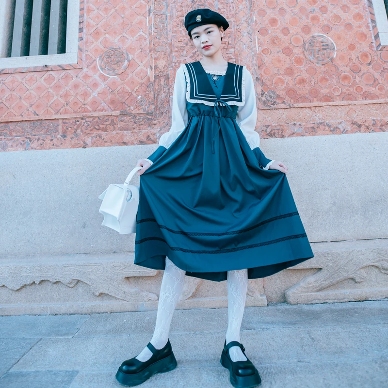 Chic Spring New Sailor Collar Dress Women's Japanese Style Sweet Skirt Ruffled Gentle Style High Waist Dress Fairy Kawaii
Chic Spring New Sailor Collar Dress Women's Japanese Style Sweet Skirt Ruffled Gentle Style High Waist Dress Fairy Kawaii