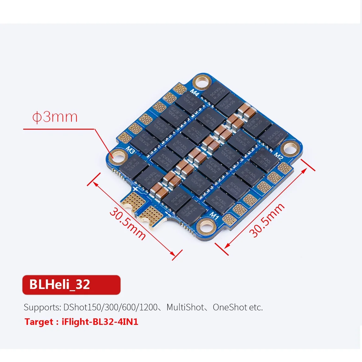 IFlight SucceX 50A 2 6s BLHeli 32 бит 4 в 1 ESC 30 5*30 5 мм телеметрическая поддержка DShot150/300/600/1200 MultiShot