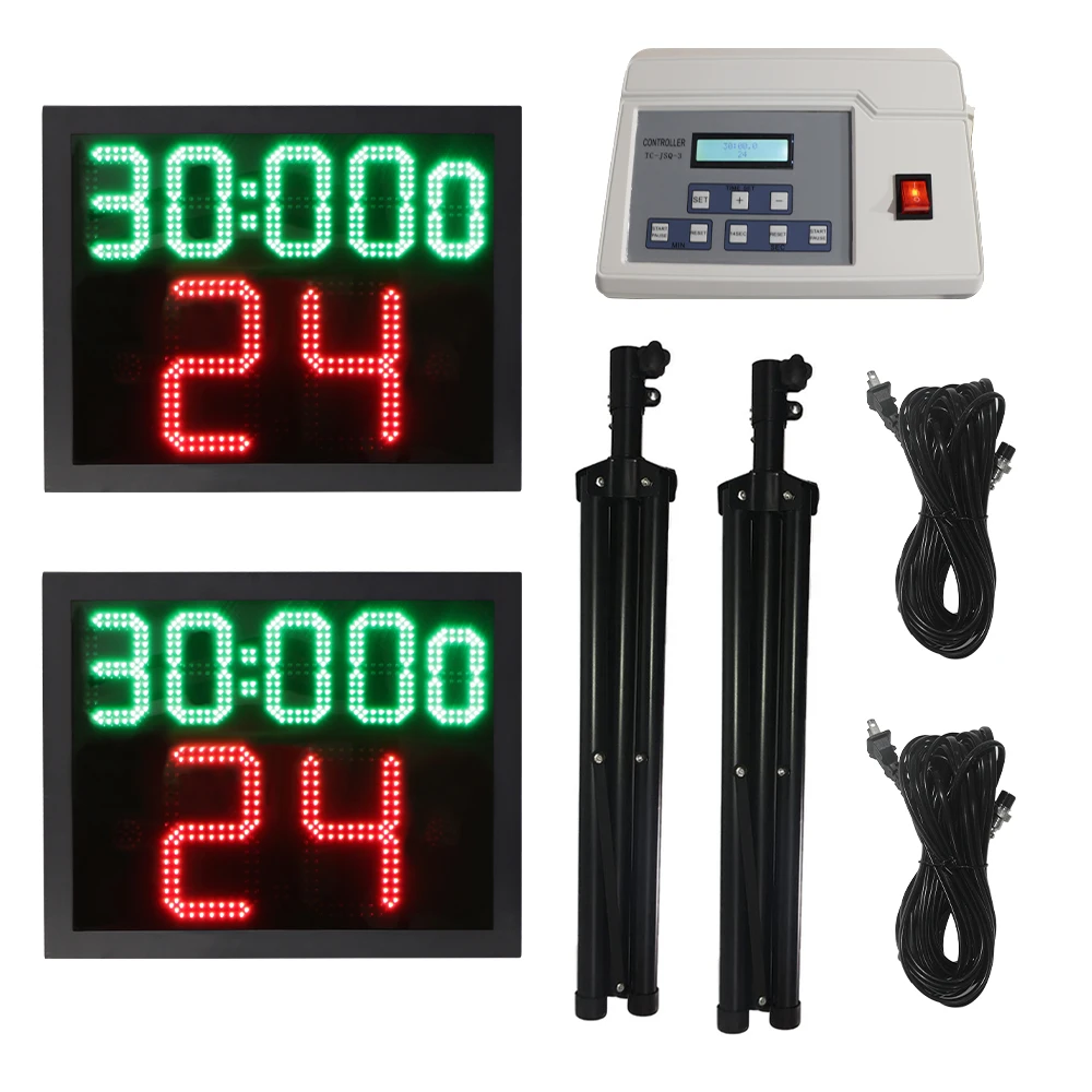 2 Pack 14/24 Second Shot Clock Basketball with Tripod, Console Controll Built in Horns
2 Pack 14/24 Second Shot Clock Basketball with Tripod, Console Controll Built in Horns