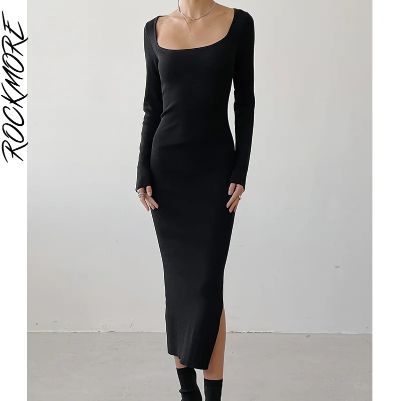 Rockmore Elegant Knitted Side Split Midi Dress Fashion Ladies Sexy Bodycon Long Sleeve Basic Casual Dress Solid Women Clothes
Rockmore Elegant Knitted Side Split Midi Dress Fashion Ladies Sexy Bodycon Long Sleeve Basic Casual Dress Solid Women Clothes