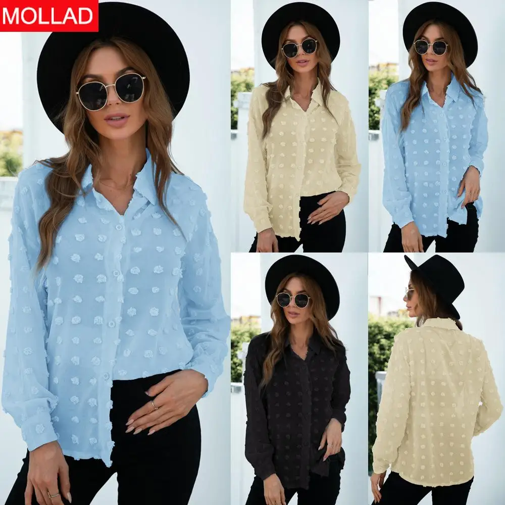 2021 Autumn and Winter Hot Selling Jacquard Long-Sleeved Shirt Solid Color Women Shirts
2021 Autumn and Winter Hot Selling Jacquard Long-Sleeved Shirt Solid Color Women Shirts