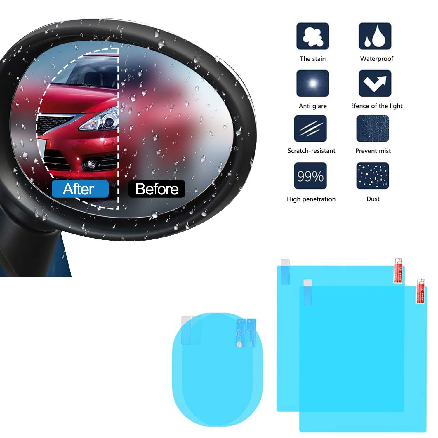 Car Rearview Mirror Film Protective Waterproof Anti Fog Auto Window Clear Soft Film Suit for Bathroom Mirror Sticker Accessories
Car Rearview Mirror Film Protective Waterproof Anti Fog Auto Window Clear Soft Film Suit for Bathroom Mirror Sticker Accessories