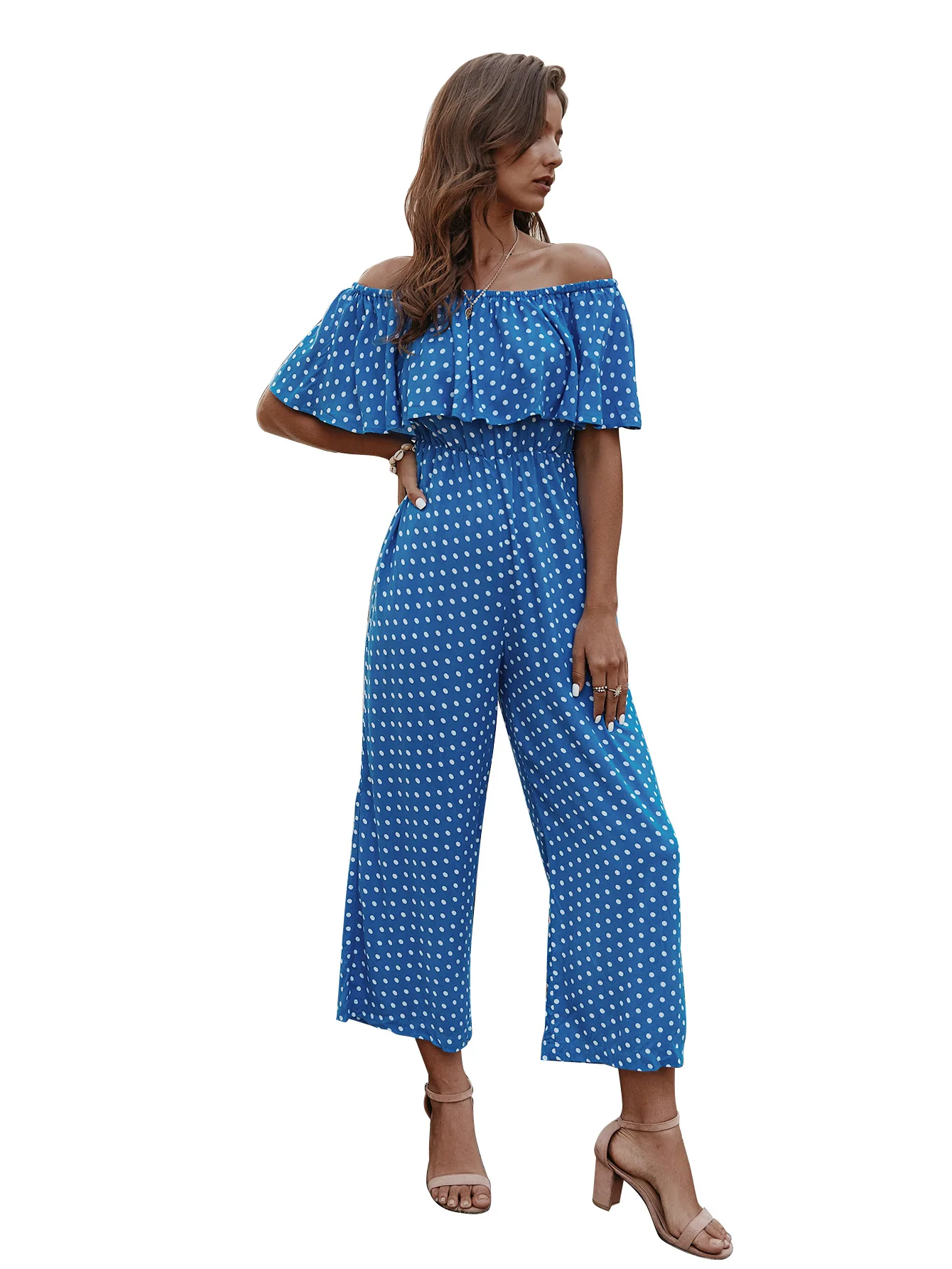 2020 Summer Fashion Off Shoulder Dot Siamese Full Length Pants Yellow Green Blue High Waisted Jumpsuits Women 
2020 Summer Fashion Off Shoulder Dot Siamese Full Length Pants Yellow Green Blue High Waisted Jumpsuits Women