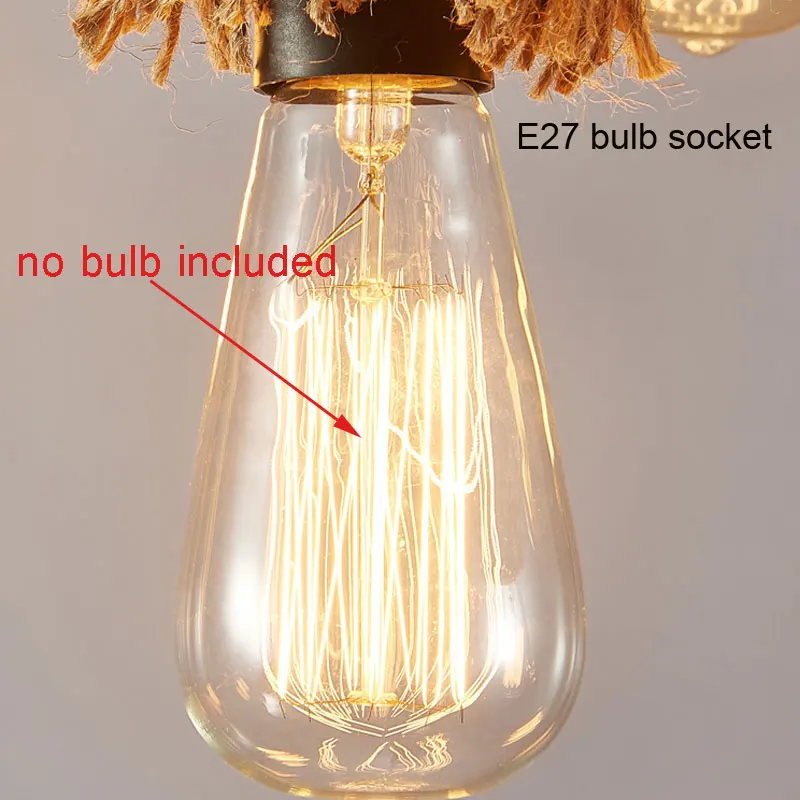 Винтажные лампы E27 в стиле ретро Лофт веревочные светильники для бара ресторана