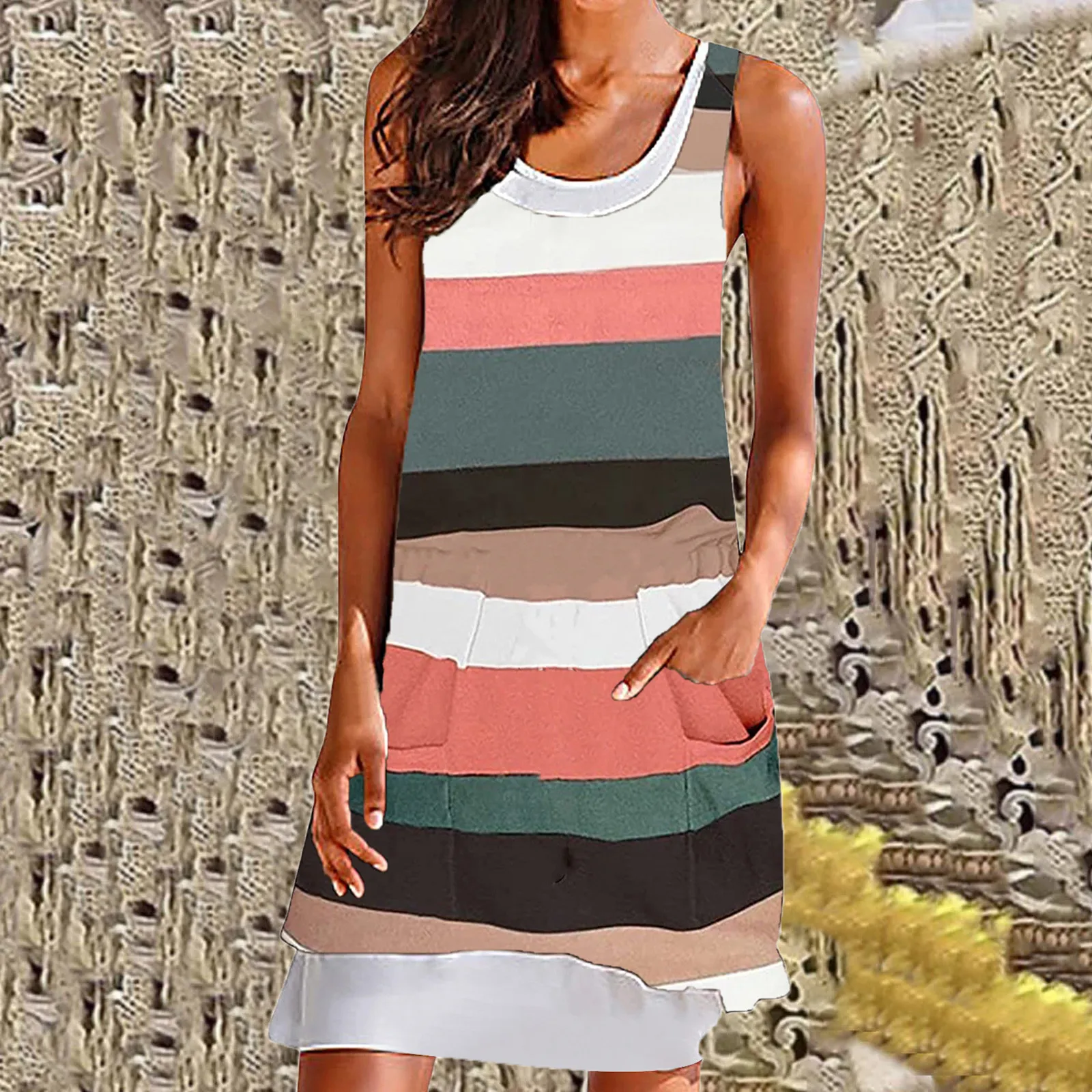 Women's Summer Dress Strip Sleeveless Knee-Length O-Neck Tank Bodycon Beach Dresses for Women 2021 Fashion Casual
Women's Summer Dress Strip Sleeveless Knee-Length O-Neck Tank Bodycon Beach Dresses for Women 2021 Fashion Casual