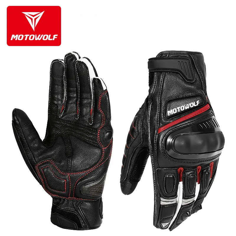 

MOTOWOLF Leather Motorcycle Gloves Summer Breathable Riding Guantes Moto Motocicleta Protective Gear Motocross Motorbike Gloves