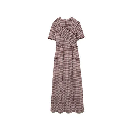 Plaid Chic Wooden Ear Stitching Pleated Drawstring Maxi Dress Women 2021 Spring Summer New High Waist Bandage Ol Office Vestidos 
Plaid Chic Wooden Ear Stitching Pleated Drawstring Maxi Dress Women 2021 Spring Summer New High Waist Bandage Ol Office Vestidos