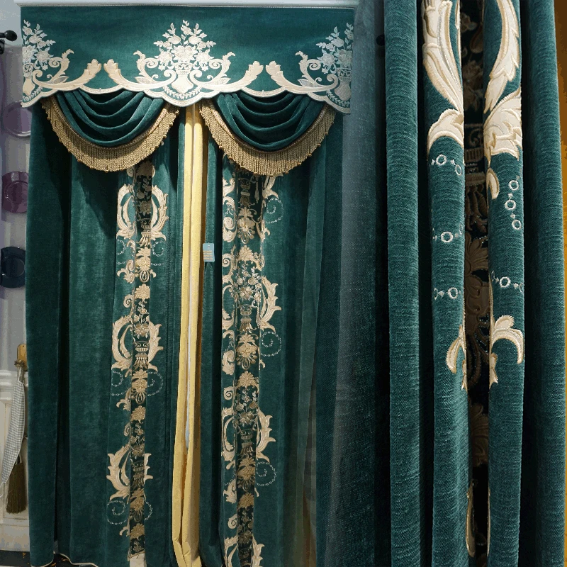High-end luxury villa European and American green gray color velvet embroidery blackout living room finished curtain embroidery
High-end luxury villa European and American green gray color velvet embroidery blackout living room finished curtain embroidery