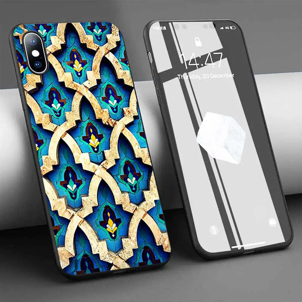 Чехол с марокканской плитой Мягкий силиконовый чехол для телефона iPhone 11 Pro Max X 5S 6