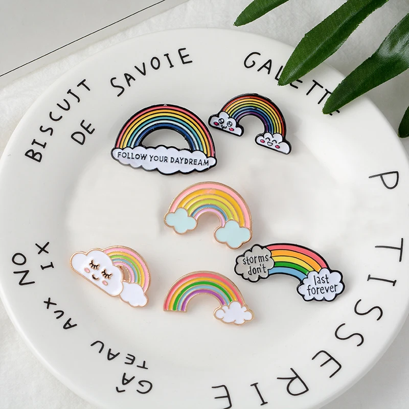 Cartoon Rainbow Pins Cloud Sun Moon Good mood Cute Badges Brooches Bag Enamel pins for Lovely Friends Gifts Jewelry for Friends
Cartoon Rainbow Pins Cloud Sun Moon Good mood Cute Badges Brooches Bag Enamel pins for Lovely Friends Gifts Jewelry for Friends
