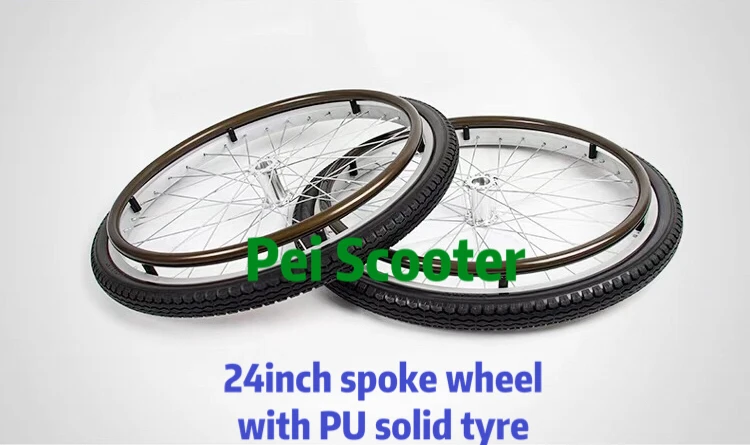 24inch 24 inch (also can 22 inch) spoke wheelchair wheel with PU solid tire phub-24wta
24inch 24 inch (also can 22 inch) spoke wheelchair wheel with PU solid tire phub-24wta