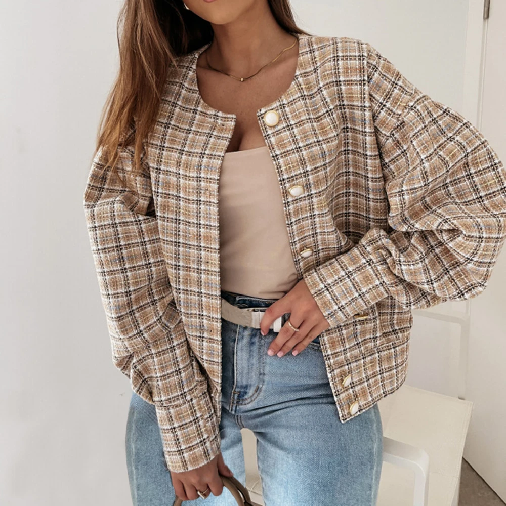 New Women's Vintage Houndstooth Short Jackets Spring Korean Elegance Plaid Jacket Cropped Female's Coats Casual Outwear Tops
New Women's Vintage Houndstooth Short Jackets Spring Korean Elegance Plaid Jacket Cropped Female's Coats Casual Outwear Tops