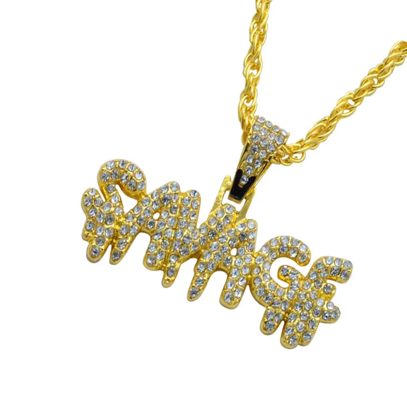 Hip Hop Necklace Brass Gold Color Iced Out Chains Micro Pave Cubic Zircon SAVAGE Pendant Necklace Charm For Men Gifts
Hip Hop Necklace Brass Gold Color Iced Out Chains Micro Pave Cubic Zircon SAVAGE Pendant Necklace Charm For Men Gifts