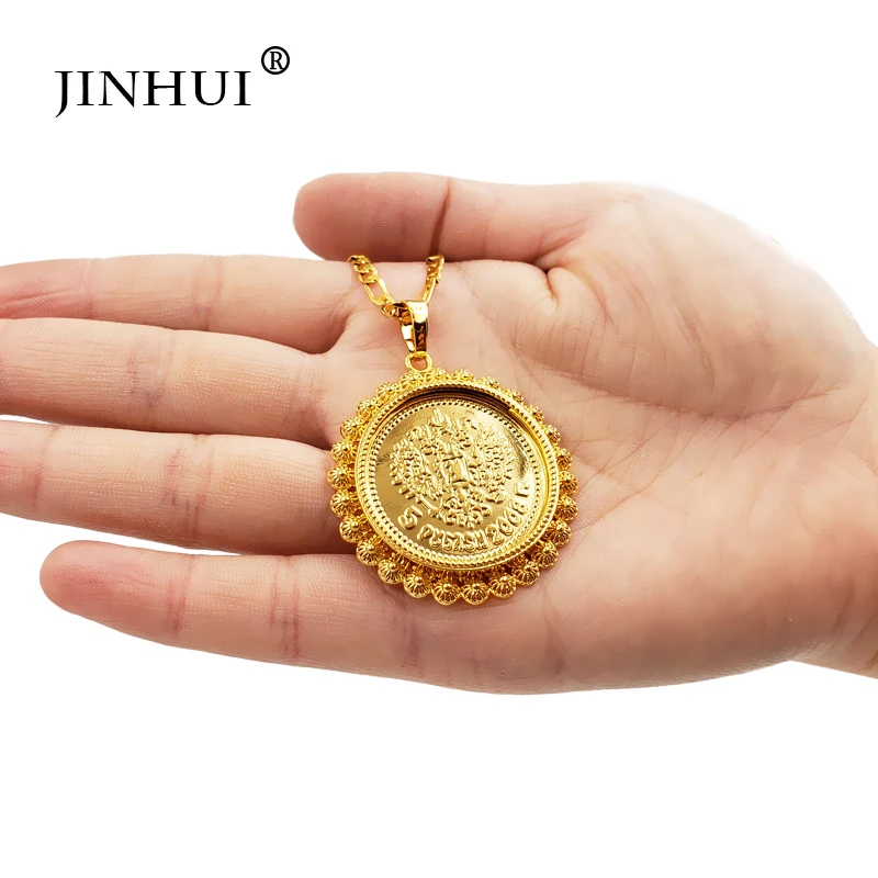 JINHUI модные новые женские круглые ожерелья золотого цвета подвеска на цепочке 45