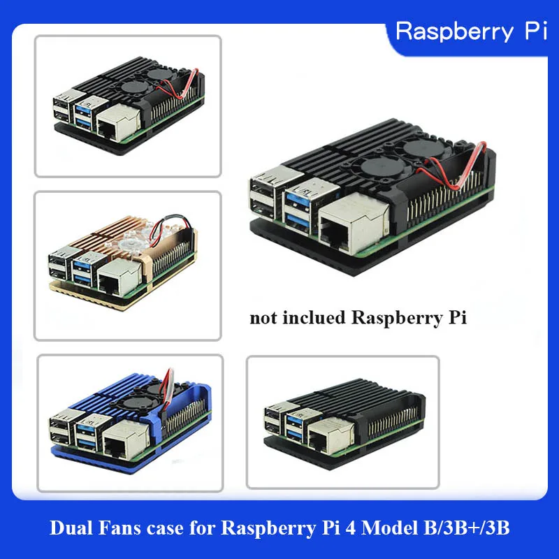Dual Fans Raspberry Pi 4 Model B/3B+/3B 4 Color Aluminum Metal Case with Super Two Cooling Fan +Heat Sinks for Raspberry Pi 4/3
Dual Fans Raspberry Pi 4 Model B/3B+/3B 4 Color Aluminum Metal Case with Super Two Cooling Fan +Heat Sinks for Raspberry Pi 4/3