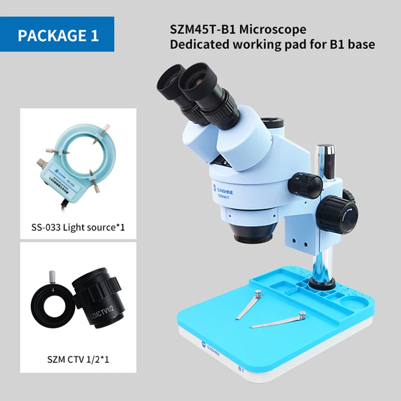 SUNSHINE Trinocular HD Stereo Microscope 7X-45X with LED Lamp for Phone Motherboard PCB Board Repair Microscope
SUNSHINE Trinocular HD Stereo Microscope 7X-45X with LED Lamp for Phone Motherboard PCB Board Repair Microscope