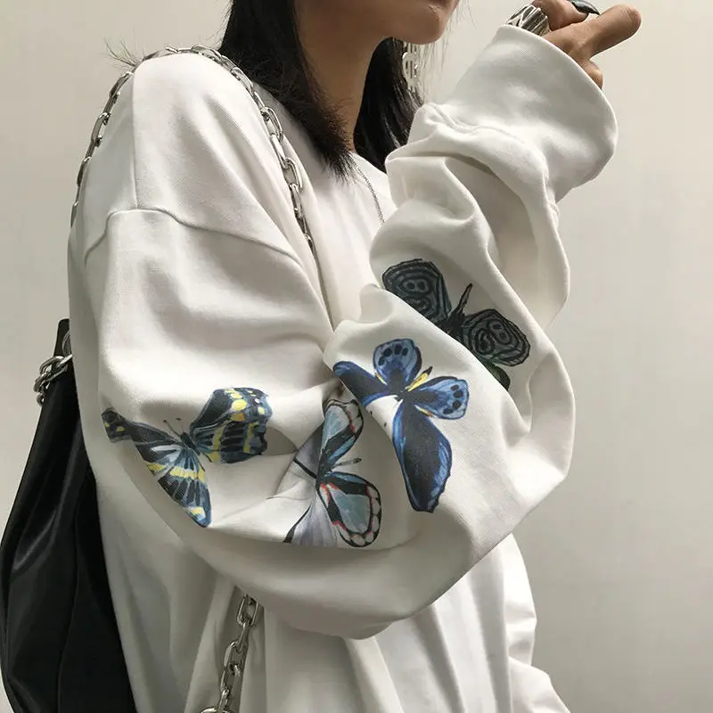 T-shirt Butterfly Print Vintage Long-sleeved Women Sweatshirt New Tops Spring Harajuku Bf Hoodie Student Ins Pullovers Tshirt
T-shirt Butterfly Print Vintage Long-sleeved Women Sweatshirt New Tops Spring Harajuku Bf Hoodie Student Ins Pullovers Tshirt