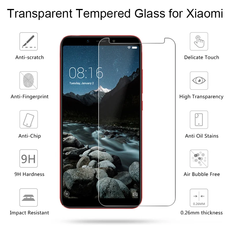 9H Tempered Glass for Xiaomi Redmi 4X 5A 6A 6 Pro HD Screen on Note 2 3 Film Prime 5 | Мобильные телефоны и аксессуары
