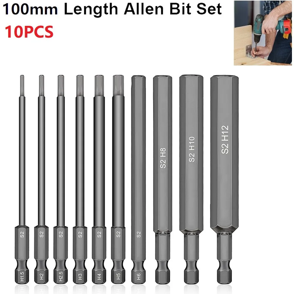 10pcs 1.5-10mm 1/4'' Hex Head Screwdriver Bits Kit Wrench Drill Bit 100mm S2 Steel Screwdriver Bits Metric
10pcs 1.5-10mm 1/4'' Hex Head Screwdriver Bits Kit Wrench Drill Bit 100mm S2 Steel Screwdriver Bits Metric