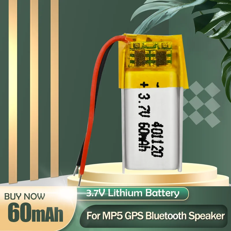 401120 3.7V 60mAh Lithium Polymer Lipo Rechargeable Battery For MP3 MP4 GPS Bluetooth Headset Selfie Stick Smart Watch Bracelet |