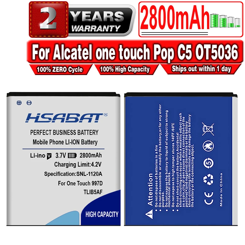 Фото Аккумулятор HSABAT 2800 мАч TLiB5AF для Alcatel one touch Pop C5 OT5036 OT5036D OT 5036 5036D TCL S800 S710 997D 997 OT997(China)