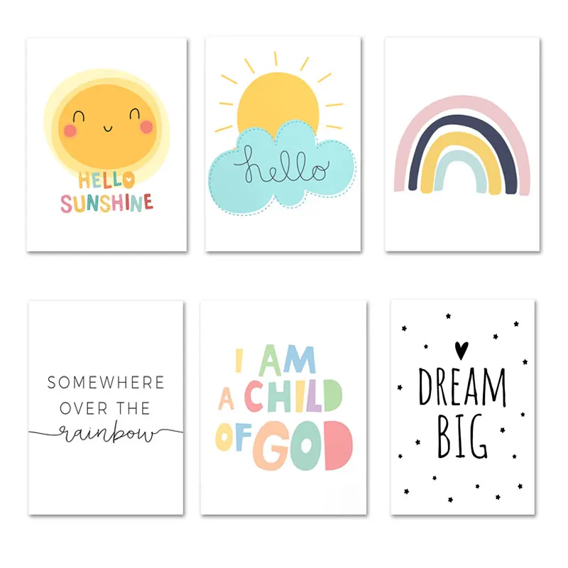 Cartoon Colorful Wall Art Canvas Poster Nursery Quotes Print Nordic Painting Rainbow Picture Kids Pictures for Living Room
Cartoon Colorful Wall Art Canvas Poster Nursery Quotes Print Nordic Painting Rainbow Picture Kids Pictures for Living Room