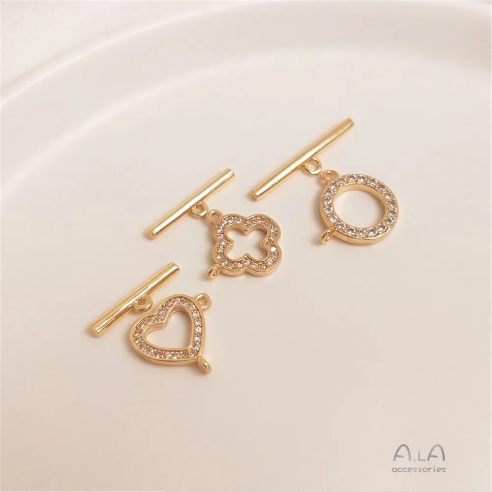 14K Gold Filled Plated Micro-inlaid zircon clover heart OT buckle bracelet link necklace DIY accessories
14K Gold Filled Plated Micro-inlaid zircon clover heart OT buckle bracelet link necklace DIY accessories