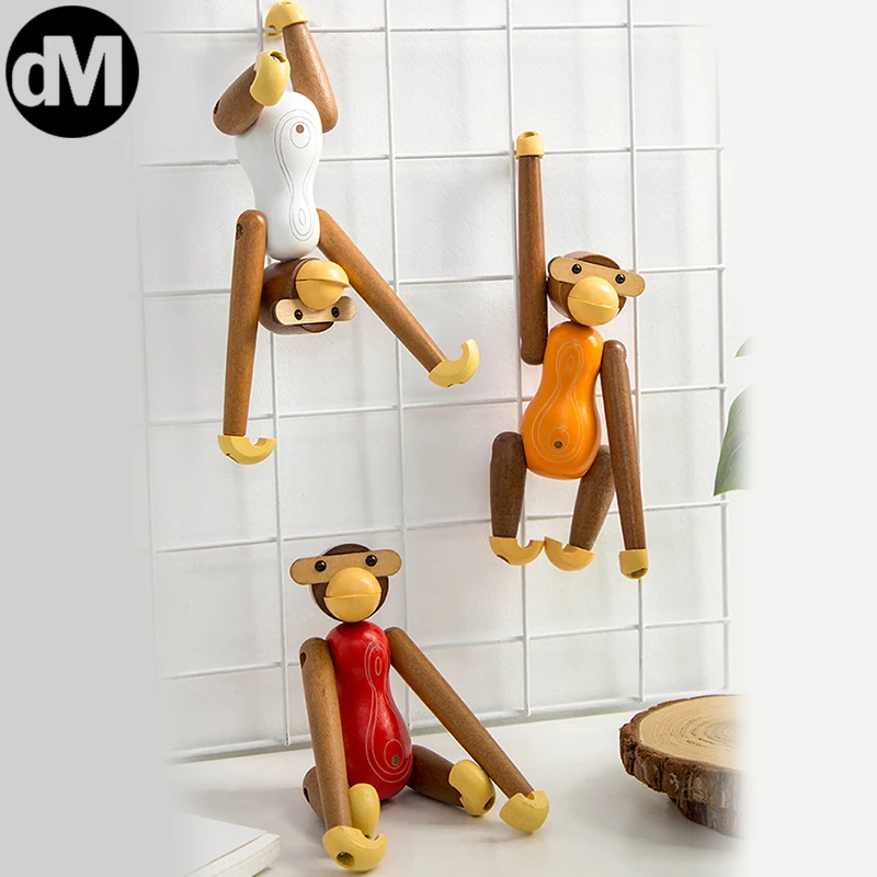 

DM 1pcs/Set Multicolored Creative Monkey Cute Wood Ornaments Hook Milk Coffee Shop Wall Shelf Arrangement Furnishing TV Drawer