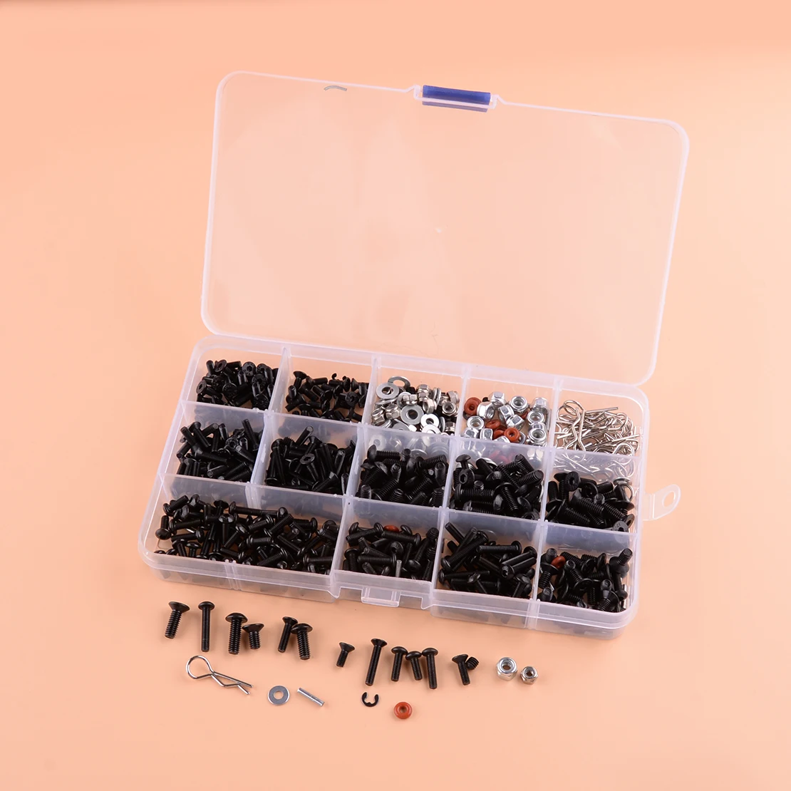 500Pcs/Set Metal Screws Box Kit Repair Tool Fit for 1:10 RC Crawler Car HSP SCx10 Traxxas TRX4 
500Pcs/Set Metal Screws Box Kit Repair Tool Fit for 1:10 RC Crawler Car HSP SCx10 Traxxas TRX4