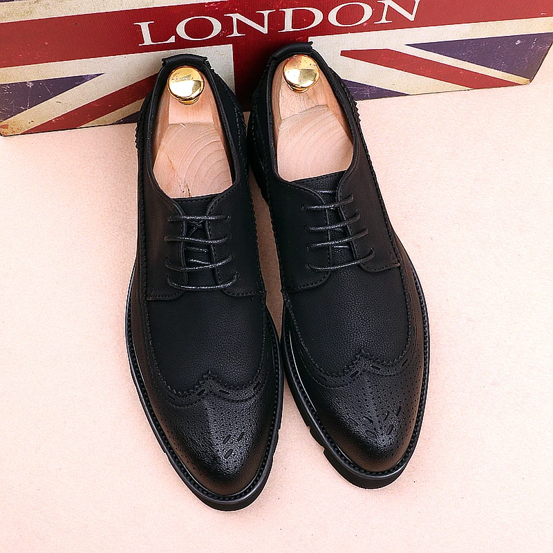 

Британский стиль; Мужская Повседневная Деловая Свадебная официальная обувь; Обувь bullock из натуральной кожи; Обувь с перфорацией типа «броги...