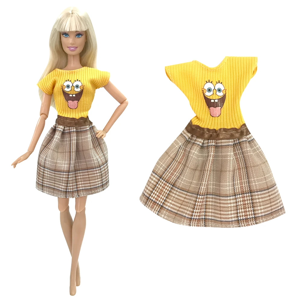 

NK 1 шт. принцесса желтая яркая повседневная одежда красивая одежда модное платье для Барби аксессуары кукла девочка подарок игрушка