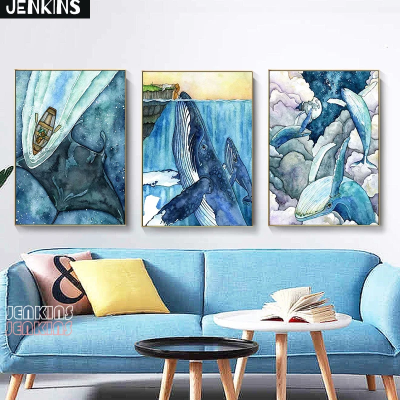 JENKINS Whale Canvas Painting Sea Animal Wall Art Decoration Picture Watercolor Posters and Prints for Living Room Corridor
JENKINS Whale Canvas Painting Sea Animal Wall Art Decoration Picture Watercolor Posters and Prints for Living Room Corridor