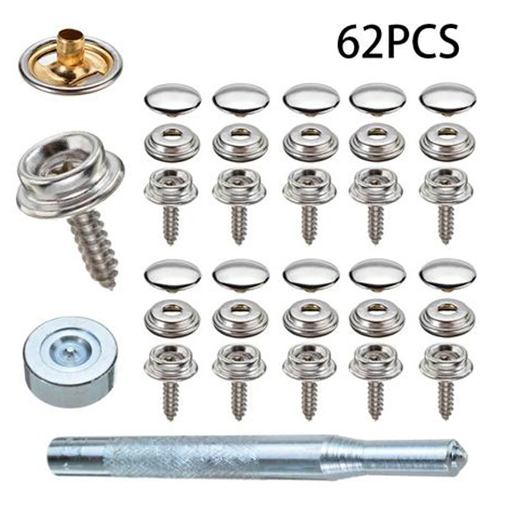 62Pcs set Snap Fastener Cap For Marine Application Silver Sockets Stainless Steel High quality
62Pcs set Snap Fastener Cap For Marine Application Silver Sockets Stainless Steel High quality
