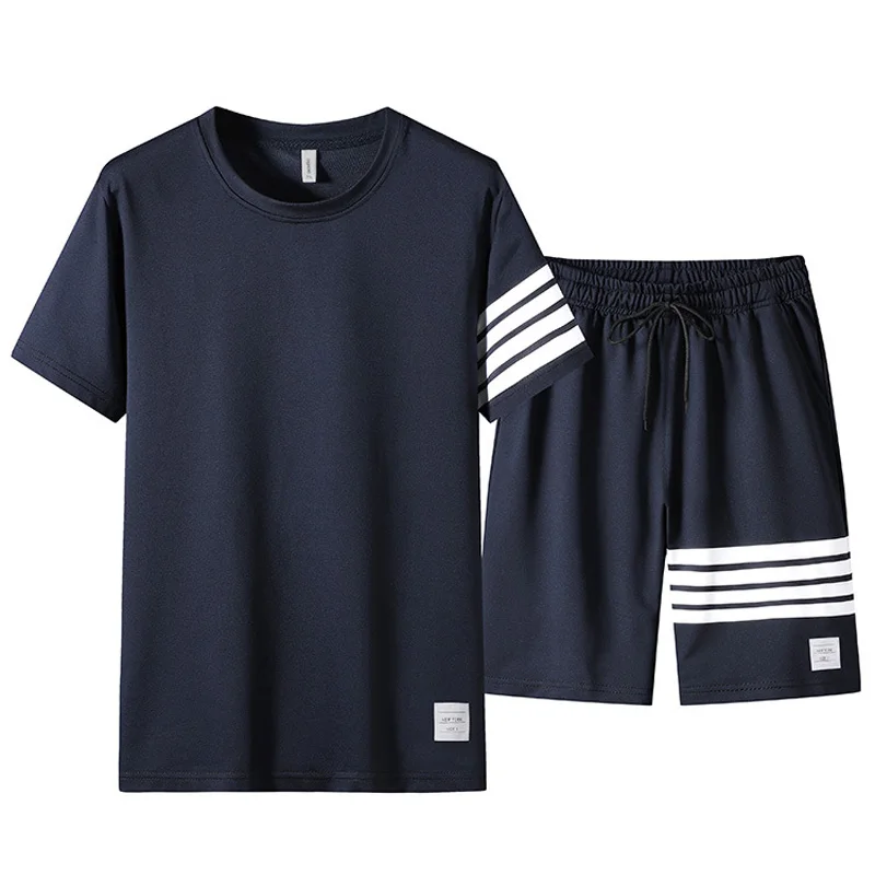 New Mens Suit Summer Men Four Stripe Short Sets T Shirt Shorts Male Fashion Casual Patchwork Sportswear Pant Tracksuit Jogger 
New Mens Suit Summer Men Four Stripe Short Sets T Shirt Shorts Male Fashion Casual Patchwork Sportswear Pant Tracksuit Jogger