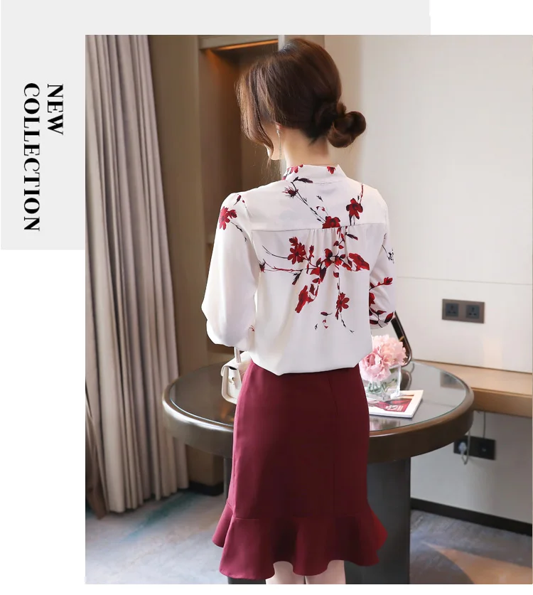 Houthion Silk Women's Blouses Fashion Chiffon Blouse Long Sleeve Top Casual Printed Silk Shirt Bow High Street New Clothing
Houthion Silk Women's Blouses Fashion Chiffon Blouse Long Sleeve Top Casual Printed Silk Shirt Bow High Street New Clothing