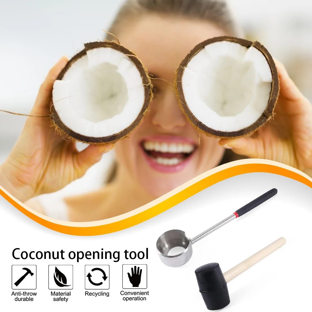 Portable Coconut Opening Drilling Set Stainless Steel Coconut Shell Opener Puncher With Rubber Hammer Easy Use Kitchen Tools
Portable Coconut Opening Drilling Set Stainless Steel Coconut Shell Opener Puncher With Rubber Hammer Easy Use Kitchen Tools