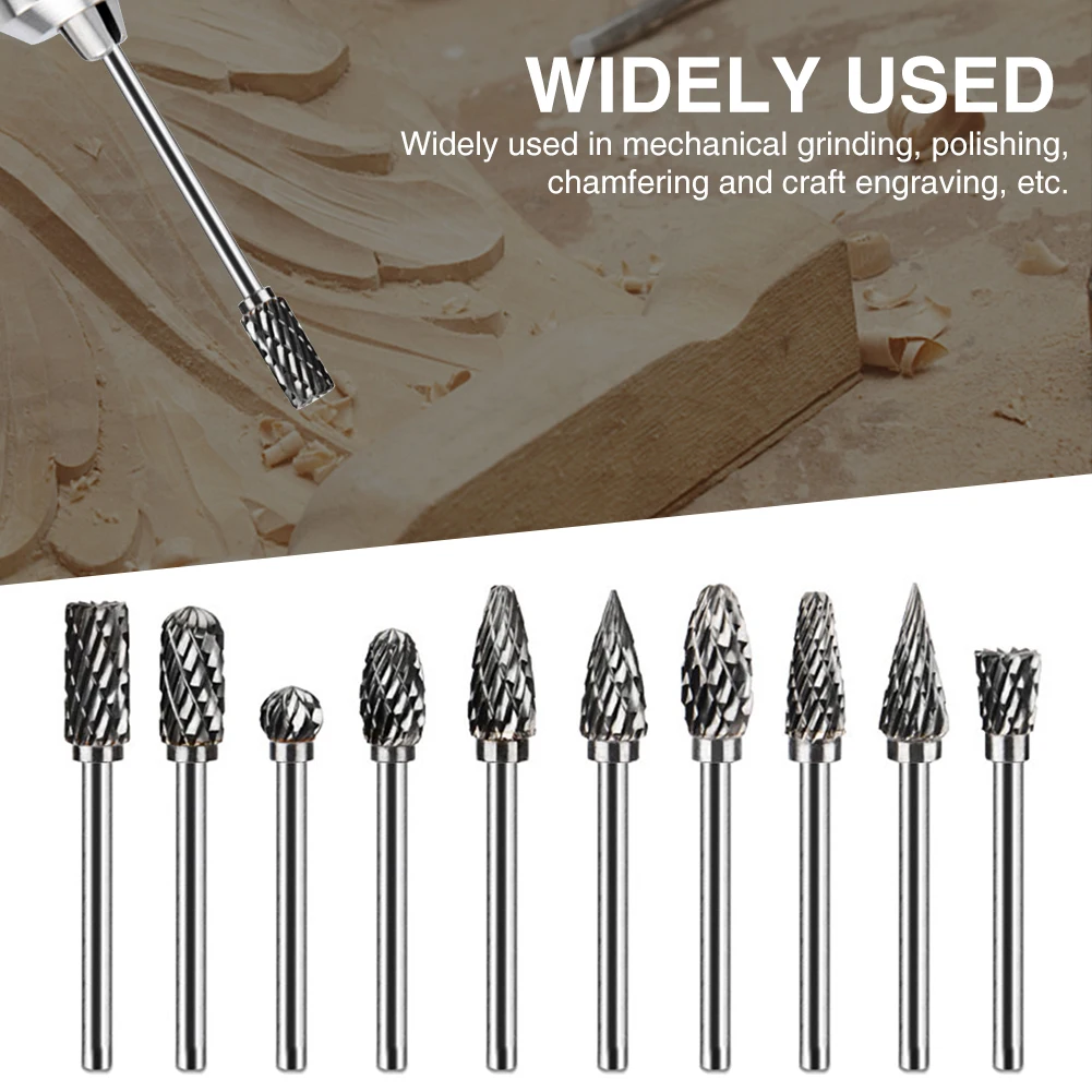 10pcs Sharpe Jewelry Engraving Tungsten Steel Burr Double Cuts Grinding Head Polishing Stone Carving Woodworking High Efficiency
10pcs Sharpe Jewelry Engraving Tungsten Steel Burr Double Cuts Grinding Head Polishing Stone Carving Woodworking High Efficiency