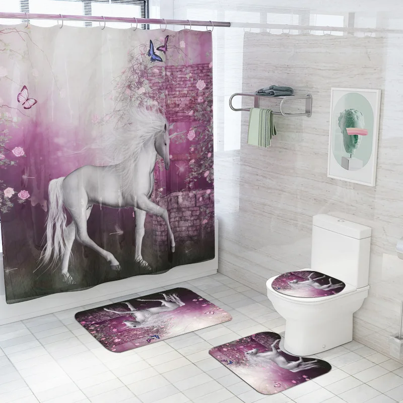 3D Printed 4pcs Bathroom Mats Set and Waterproof Shower Curtain Non Slip Bathroom Mat Washing Machine Carpet Quick Dry Rugs
3D Printed 4pcs Bathroom Mats Set and Waterproof Shower Curtain Non Slip Bathroom Mat Washing Machine Carpet Quick Dry Rugs
