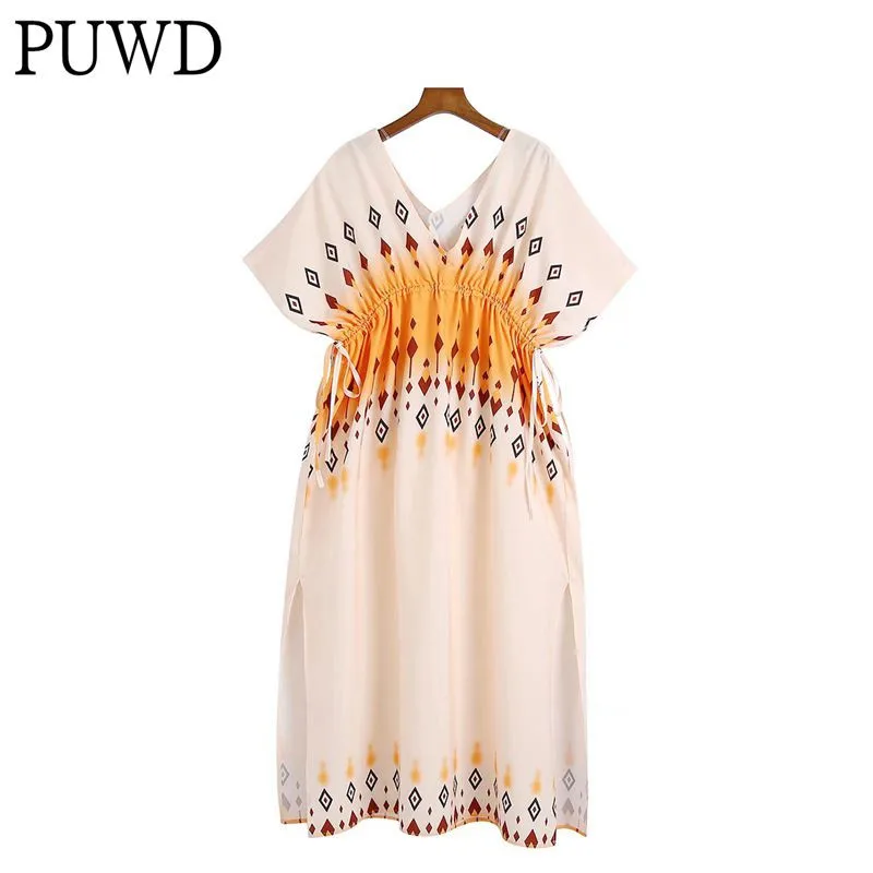 PUWD Casual Women Short Sleeve Shirt Dress 2022 Spring Fashion Ladies Flounces Midi Drawstring Dress Female V-neck Print Dresses 
PUWD Casual Women Short Sleeve Shirt Dress 2022 Spring Fashion Ladies Flounces Midi Drawstring Dress Female V-neck Print Dresses