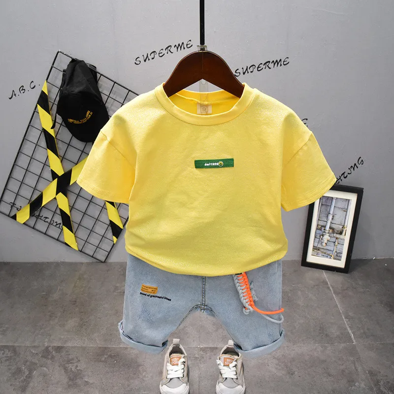 Summer Toddler Boys Sets Casual Solid Color Short Sleeve T-shirt Denim Shorts For Boy Baby Child Suits 2 3 4 5 6 Years Boy 2pcs
Summer Toddler Boys Sets Casual Solid Color Short Sleeve T-shirt Denim Shorts For Boy Baby Child Suits 2 3 4 5 6 Years Boy 2pcs