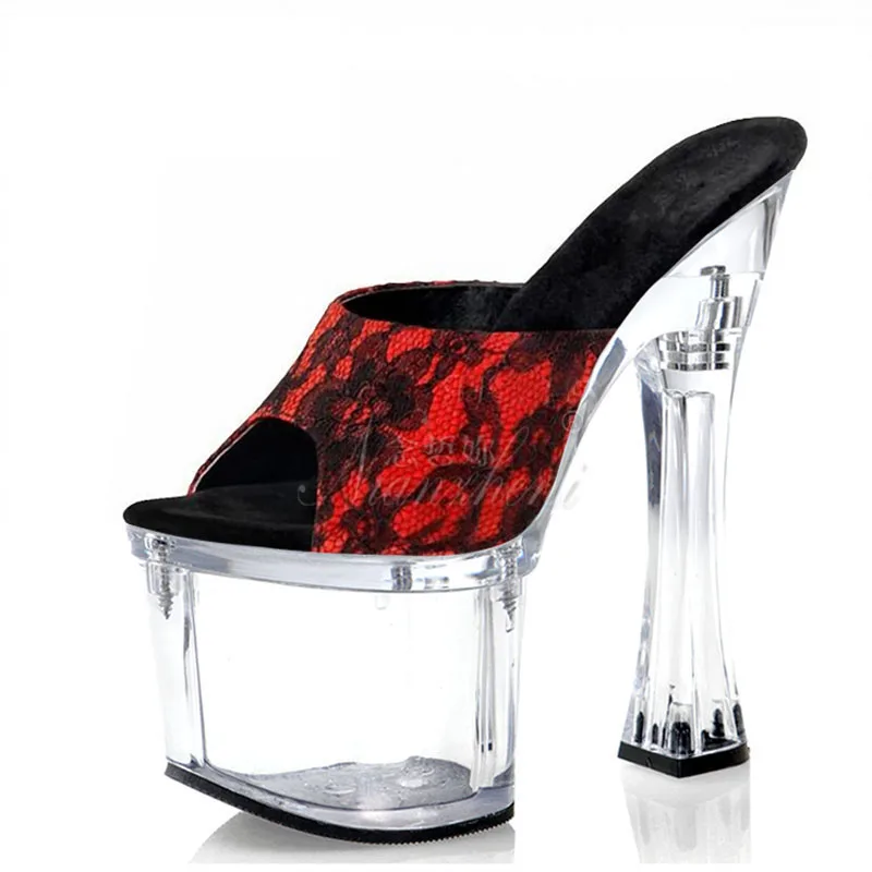 Clear Platform Square 18cm High Heels Slippers Stripper Heels Models Party Pole Dance Slippers Sexy Nightclub Dress Shoes
Clear Platform Square 18cm High Heels Slippers Stripper Heels Models Party Pole Dance Slippers Sexy Nightclub Dress Shoes