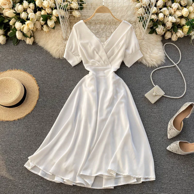 Spring Summer Female 2021 New Women's Street Style Dress V Neck Solid High Dress Short Sleeve Casual Sexy Dress
Spring Summer Female 2021 New Women's Street Style Dress V Neck Solid High Dress Short Sleeve Casual Sexy Dress