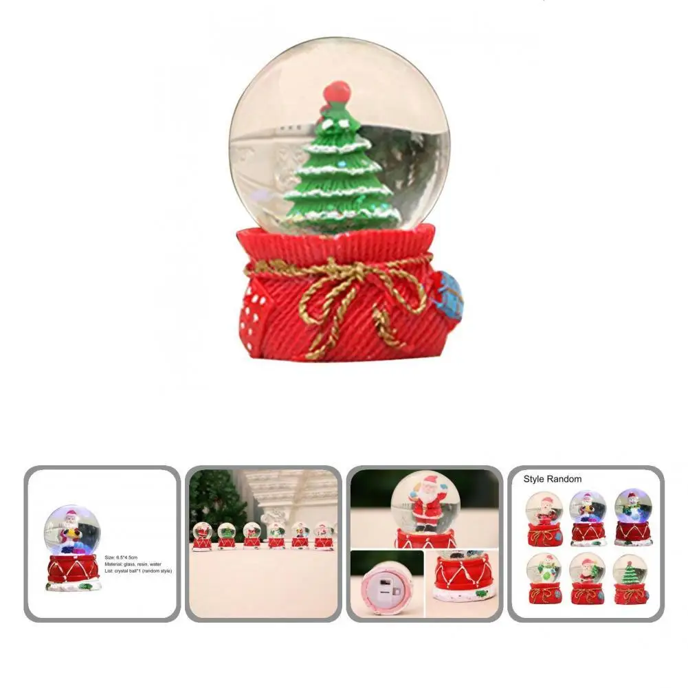

Cute Resin Santa Claus Snowman Snow Globe Glowing Crafts Snowman Glass Ball with Colorful Lighting Home Decoration