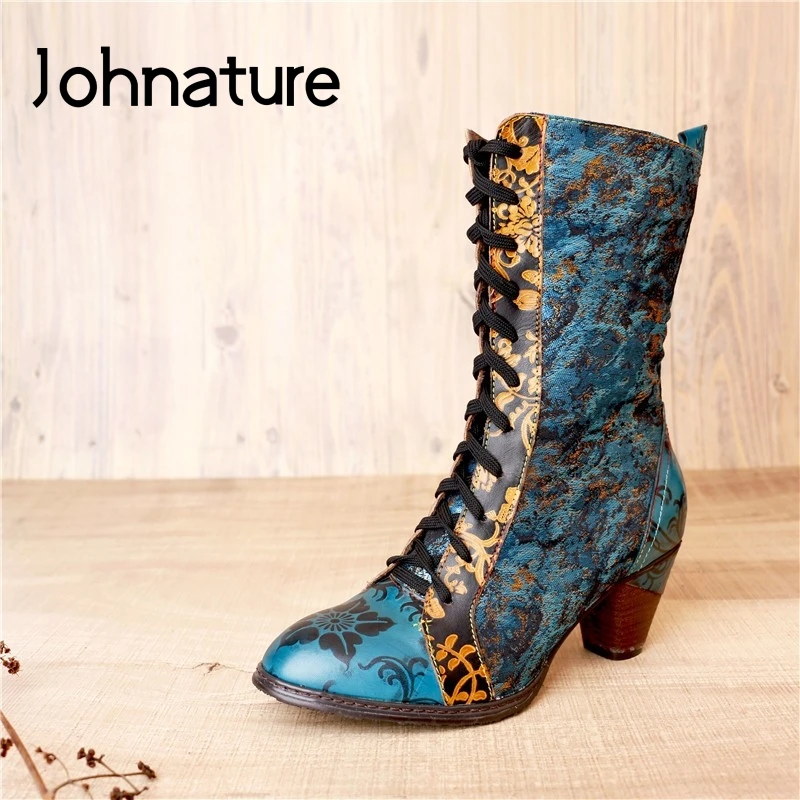 Johnature Genuine Leather Women Boots Embroidery Cloth Mixed Colors Cross-tied 2021 New Zip Round Toe Handmade Platform Boots
Johnature Genuine Leather Women Boots Embroidery Cloth Mixed Colors Cross-tied 2021 New Zip Round Toe Handmade Platform Boots