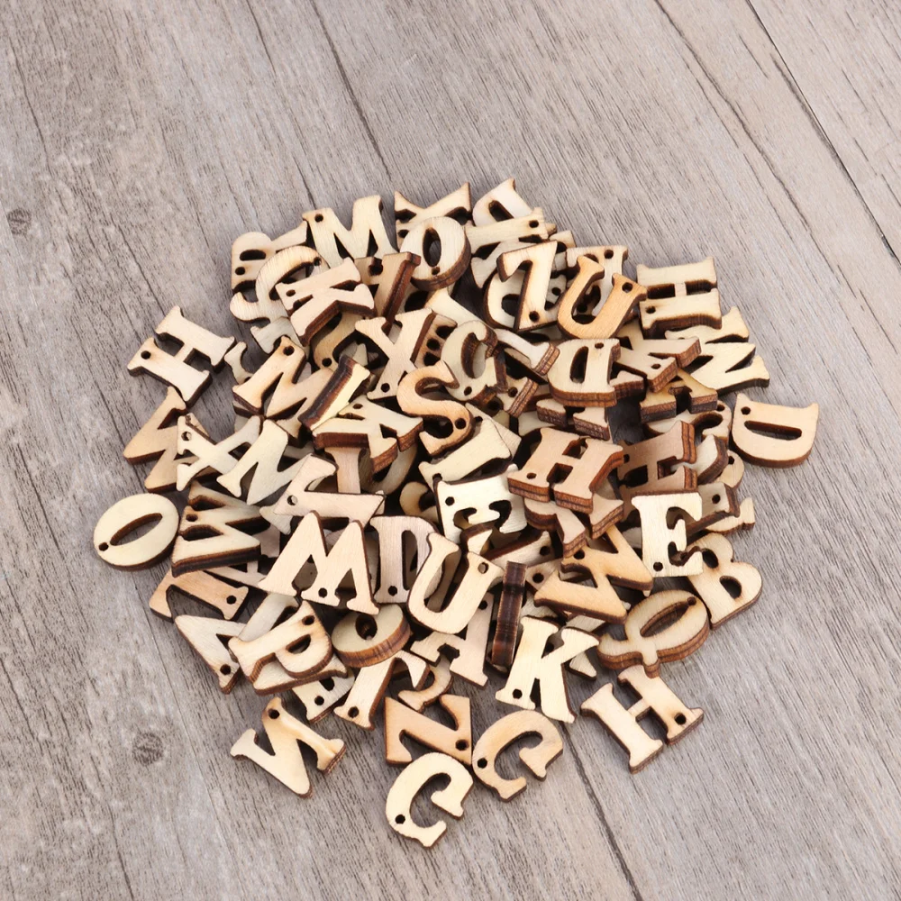 

50PCS Unfinished Wooden Capital Letters Alphabet Wood Cutout Discs Assorted Styles For Patchwork Scrapbooking Arts Crafts DIY De