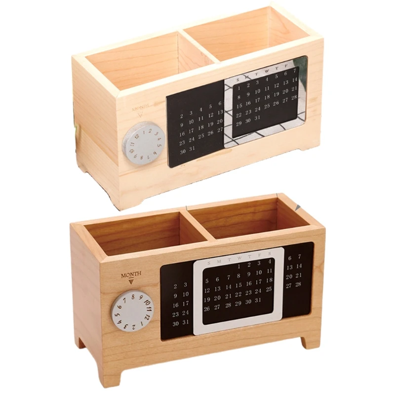 Solid Wood Perpetual Calendar Pen Holder Storage Box Creative Pencil Holder Q1JB
Solid Wood Perpetual Calendar Pen Holder Storage Box Creative Pencil Holder Q1JB
