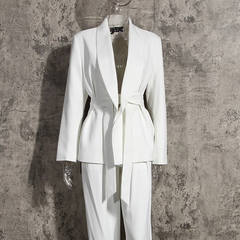 Fashion Two Piece Set Blazer Free Sashes Wide Leg Pants Suits Women Solid Colors Casual Office Blazer Suit High Waist Pants Set 
Fashion Two Piece Set Blazer Free Sashes Wide Leg Pants Suits Women Solid Colors Casual Office Blazer Suit High Waist Pants Set