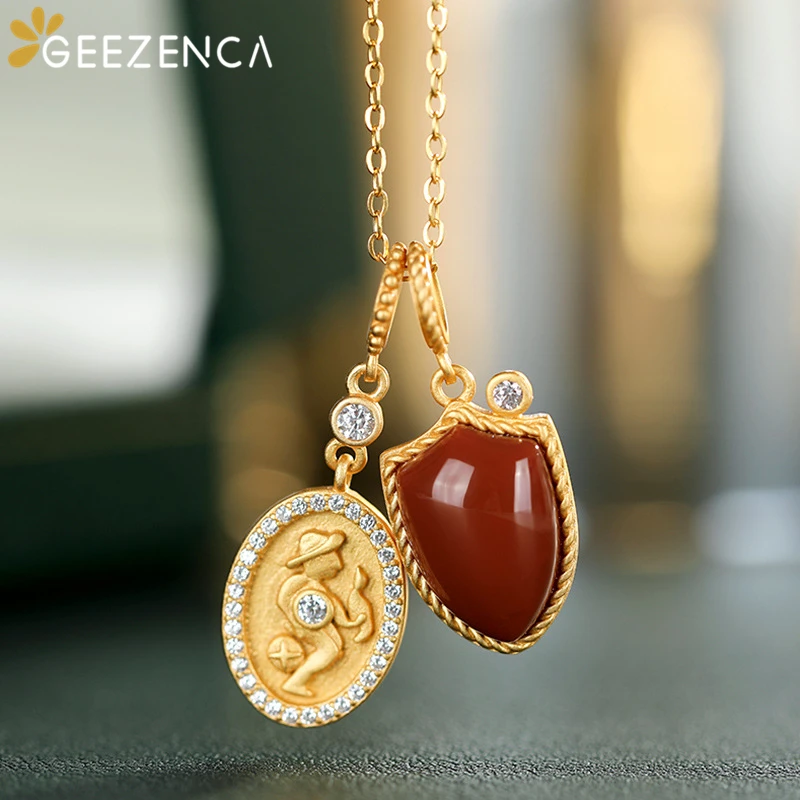 Agate Cupid and Shield Pendant Necklace S925 Silver Gold Plated Fine Jewelry Women Zircons Choker Necklaces Trendy Party Gift
Agate Cupid and Shield Pendant Necklace S925 Silver Gold Plated Fine Jewelry Women Zircons Choker Necklaces Trendy Party Gift