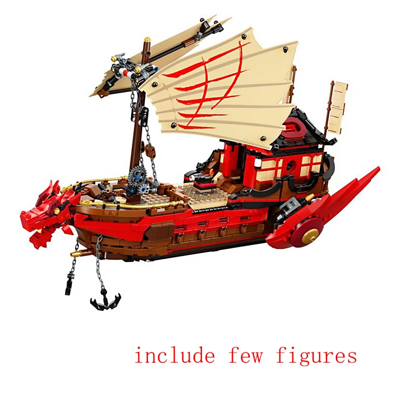 

Конструктор лодка дракон, награда судьбы, корабль, фантомные блоки с 7 фигурками, Обучающие Детские игрушки, подарок, рождественский подарок
