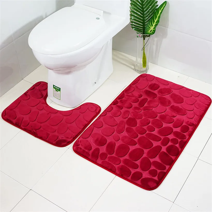 

50*80cm 40*50cm 2 in 1 Non-Slip Floor Mat Kitchen Door Floor Bathroom Toilet Mat Bath Rug Anti-Slip Floor Mat Bathroom Floor Mat